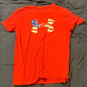 Kid’s Under Armour Red T-Shirt with American Flag Logo
